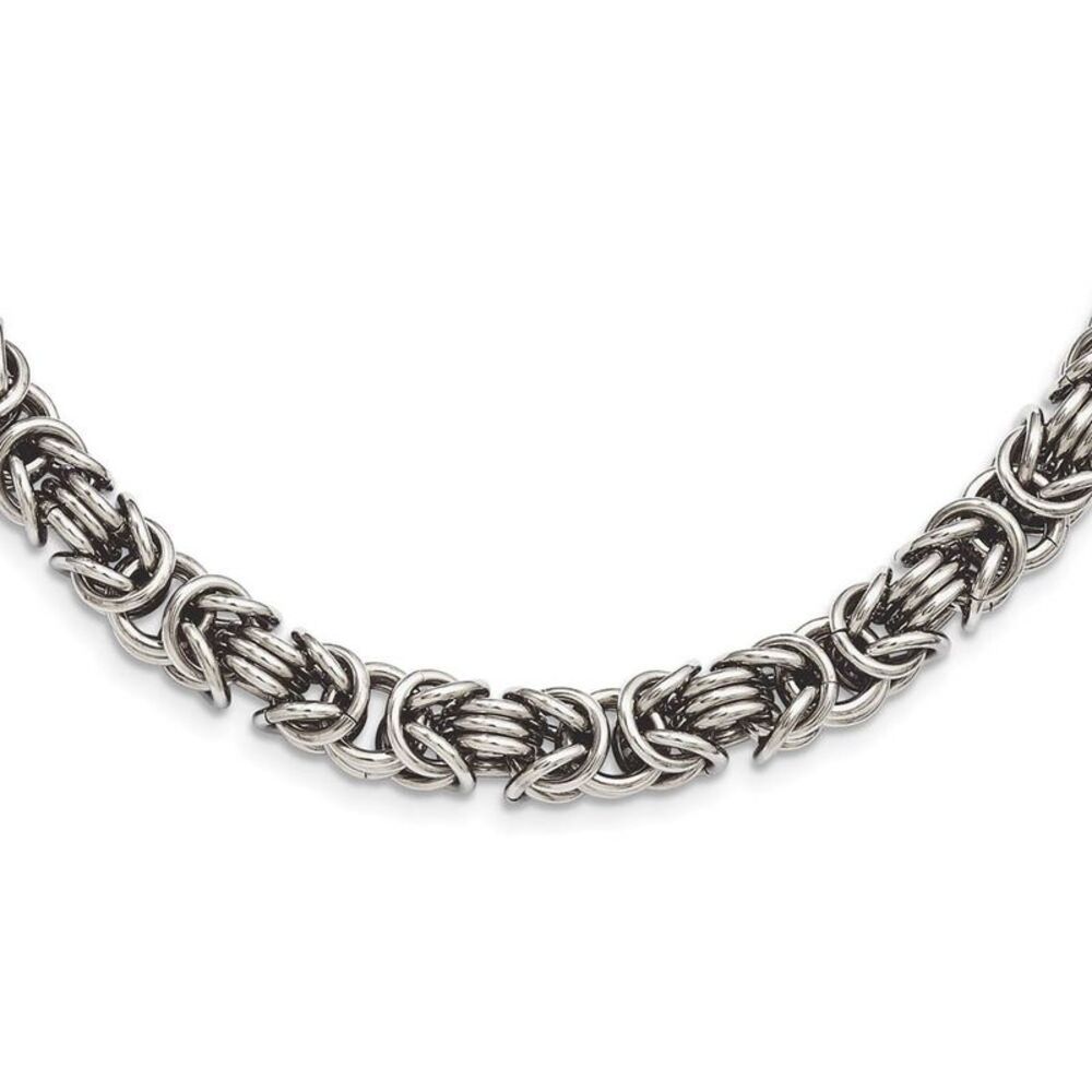 Men's Stainless Steel 7mm Byzantine Link Chain Necklace 22 Inch
